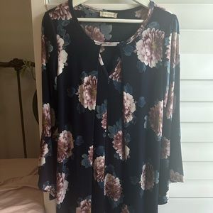 Altard State Long sleeve floral navy dress